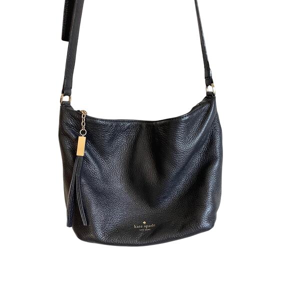 KATE SPADE black leather crossbody bag medium purse - Picture 2 of 9